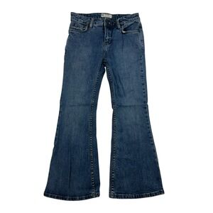 Free People Flare Crop Denim Blue Jeans Flare Crop 61855-16515125 Med Wash Sz 25